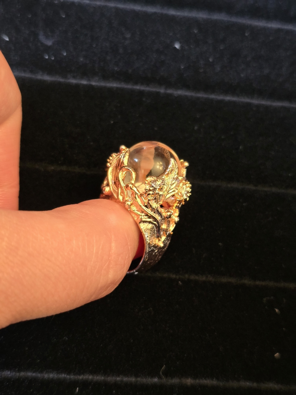 🔮 Rose Gold Crystal Orb Whimsy Fairy Ring - Picture 4 of 8
